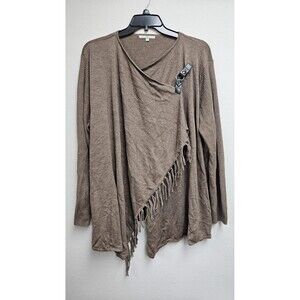 Heart N Crush Sweater Womens 4XL Asymmetrical Fringe Drape Cardigan Boho Top